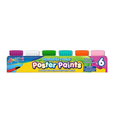 Liqui-Mark® Set of 6 Washable Poster Paints w/Brush - Pastel Colors