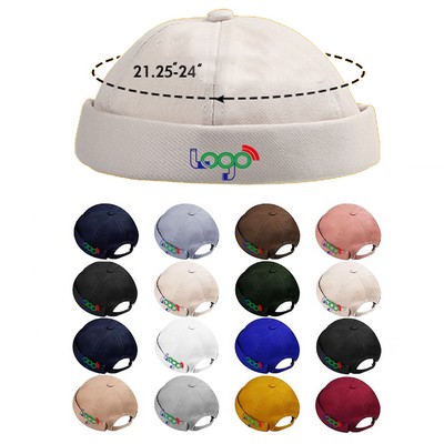 Brimless Hat Docker Cap Adjustable Skull Caps for Men Women Rolled Cuff Brimless Beanie Hat