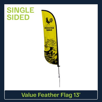 Value 13' Feather Flag - Single Sided w/Spike Base and Carry Bag