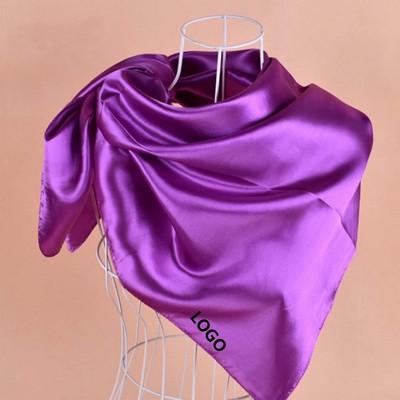 Solid Color Imitation Silk Versatile Square Scarf