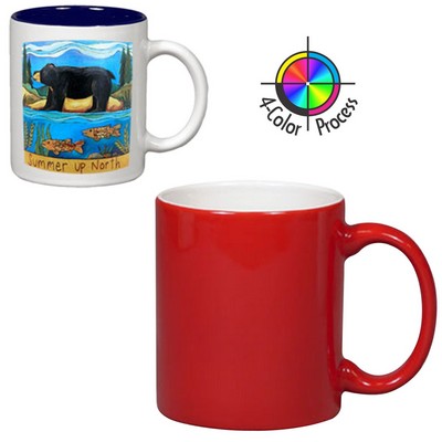 11 Oz. Two-Tone C Handle Mug - Red/ White Interior (4 Color Process)