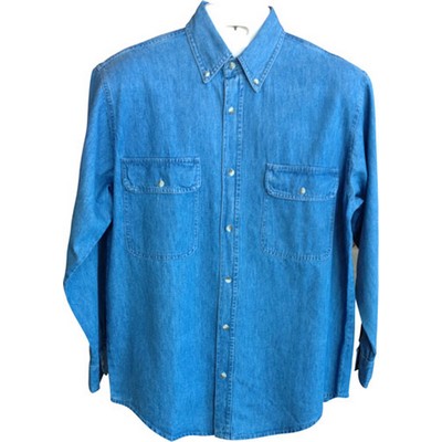 Heavyweight Long Sleeve Denim Shirt w/ 2 Chest Pockets