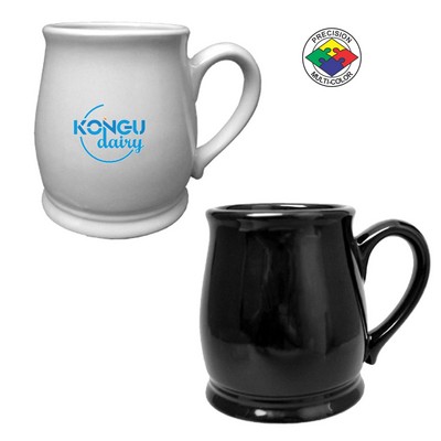 16 Oz. Black Pot Belly Mug - Dishwasher Resistant - Precision Spot Color