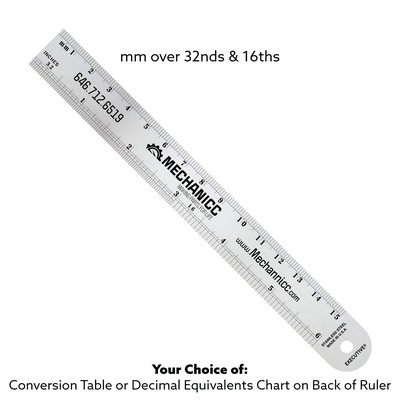 6.75" x.75" Stainless Steel Ruler w/ mm over 32nds & 16ths