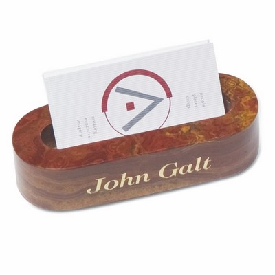 Swirl Amber Onyx Oval Marble Business Card Holder