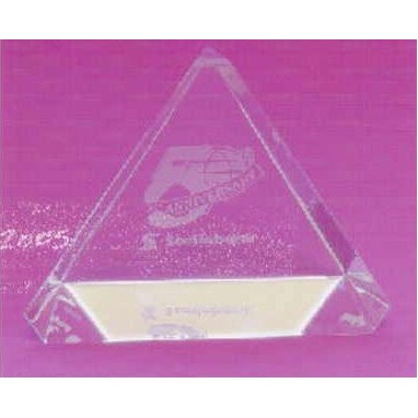 Beveled Triangle Crystal Paperweight (Screened)