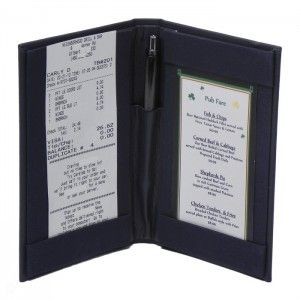 Leatherette Guest Check Presenter w/ 2 Diagonal Pockets & Credit Card Pocket