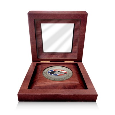 Solid Walnut Medallion Box w/Glass Lid (3" Coin Rout & Removable Insert)