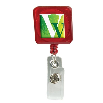 Domed Retractable Badge Holder (Square w/ Alligator Clip)