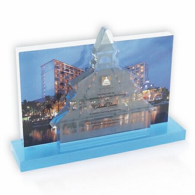 Plaque w/Machined Building & Embedment/Award/Paperweight