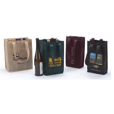 6 Pack Wine Bottle Non Woven Shopping Tote Screen Print (10"x 6" 1/2"x 12")