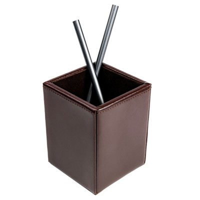 Bonded Leather Chocolate Brown Pencil Cup