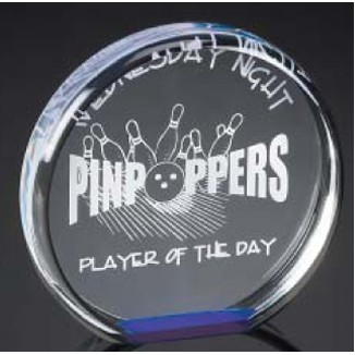 Blue Reflective Free Standing Award (5" Diameter)