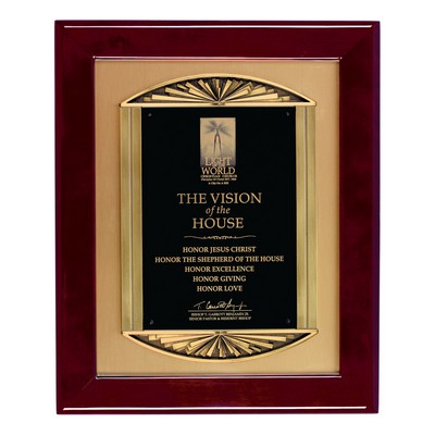 Piano Finish Rosewood Plaque w/Metal Frame Inset (14"x17")