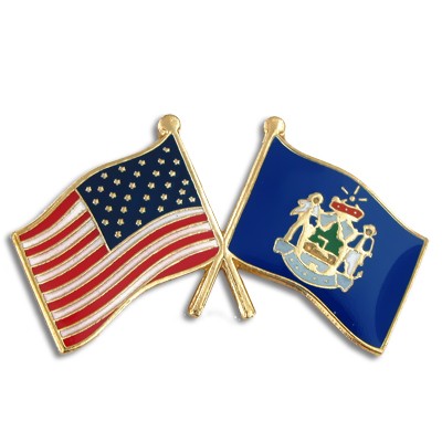 Maine & USA Crossed Flag Pin