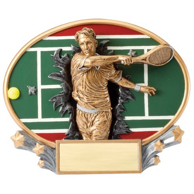 Tennis, Male - Xplosion Oval Resin Awards - 7-1/4" x 6" Tall