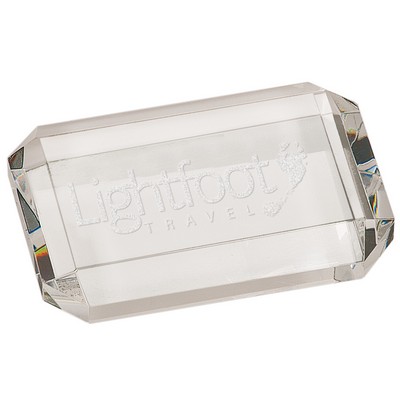 Clear Rectangular Crystal Facet Paperweight