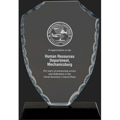 Ultra Modern Collection Shield Facet Glass Award M - 7 1/2'' H