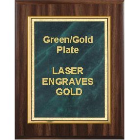 Walnut Plaque 8" x 10" - Green/Gold Marble Mist 6" x 8" Plate