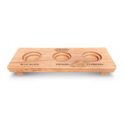 Solid Oak Flight Tray w/3 Two-Tiered Routs