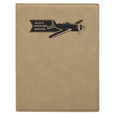 7" x 9" Light Brown Leatherette Small Portfolio with Notepad