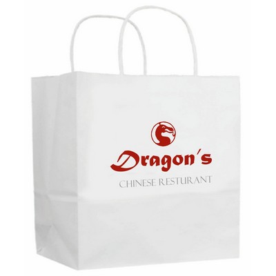 White Kraft Paper Shopping Bags 2C1S (13"x6"x15")