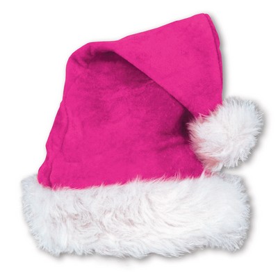 Pink Velvet Santa Hat w/ Plush Trim