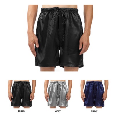 Men's Stretch Silky Satin Pajama Boxer Shorts, Sleepwear