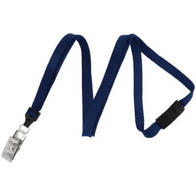 3/8" Breakaway Blank Lanyard w/Bulldog Clip (Navy Blue)