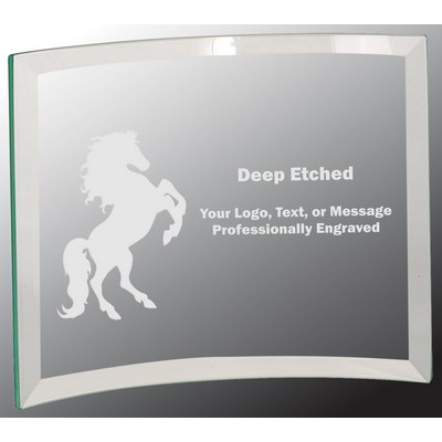 8" x 6" x 1/4" Jade Beveled Glass Crescent Award