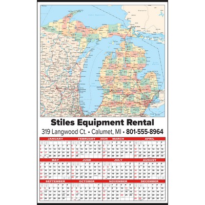 Large Michigan State Map Year-In-View® Calendar