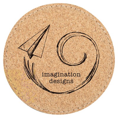 4" Round Cork Coaster with Stitching