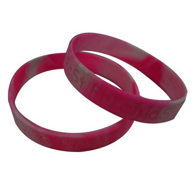 1/2 Inch Breast Cancer Swirl Debossed Wristbands