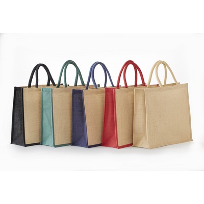 All Natural Jute Grocery Tote w/ Rope Handles - 13"x14"x6"