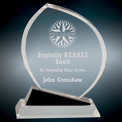 Large Oblong Crystal Award w/Black Accents