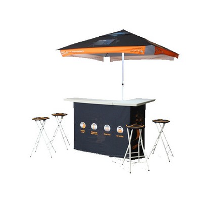 Portable Bar Set with 6' Umbrella and 4 Stools - Fully Printed