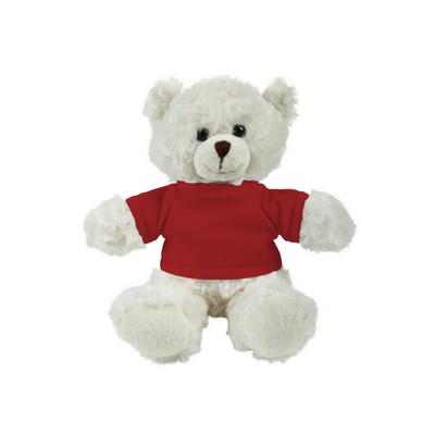 soft plush Cream Curly Sitting Bear with t-shirt