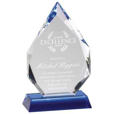 Optical Arrowhead Crystal Award w/Blue Base (6 ¾" x 4")