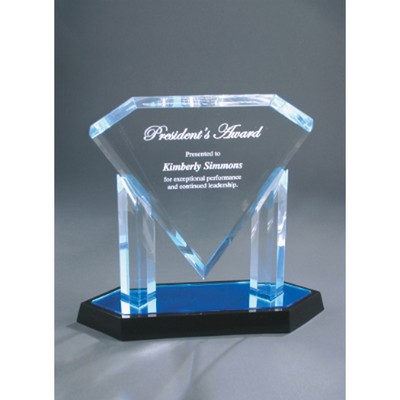 9 1/2" Blue Floating Diamond Acrylic Award