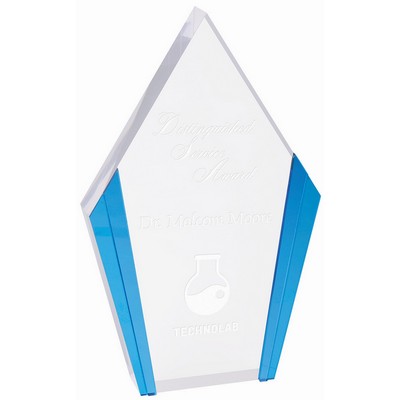 Diamond Acrylic Award with Blue Edges (5 1/4" x 8 1/2")