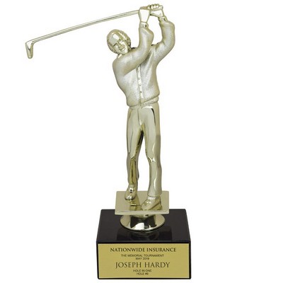 9 ½" Male Golf Figure Trophy w/Black Marble Base