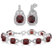 Jilco Inc. Garnet Bracelet & Earring Set