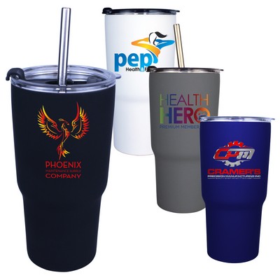 20 Oz. Halcyon® Tumbler w/Stainless Straw & Flip Top Lid (Full Color Digital)