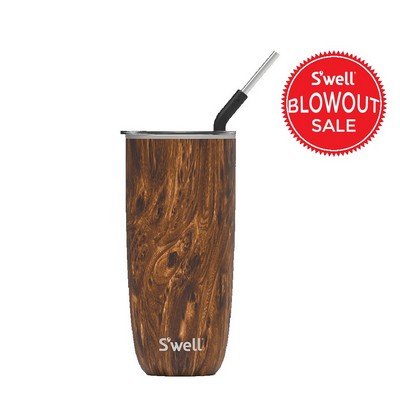 24 oz. S'well Teakwood Tumbler w/Flexi Stainless Steel Straw - BLOWOUT SALE!