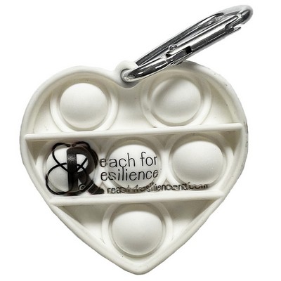 Fidget Popper Heart Shaped Keychain - Full Color Imprint