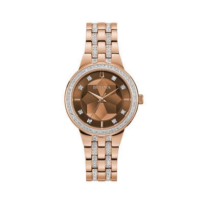 Bulova Ladies' Phantom Faceted Crystal Dial Rose Gold Bracelet