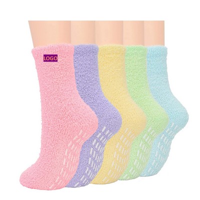 Non-Slip Fuzzy Socks 5 Colors One Packing