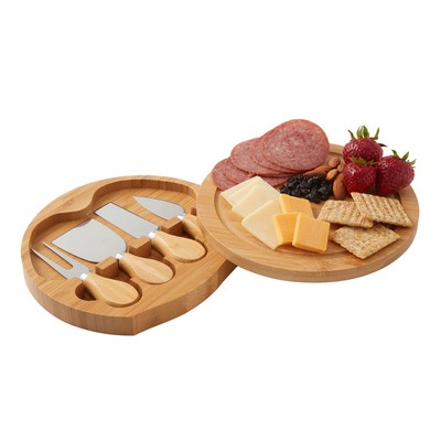 5-Piece Swivel Top Bamboo Cheese Board Set