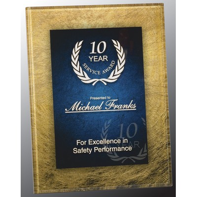 7.75" x 9.75" Gold & Blue Acrylic Plaque Award