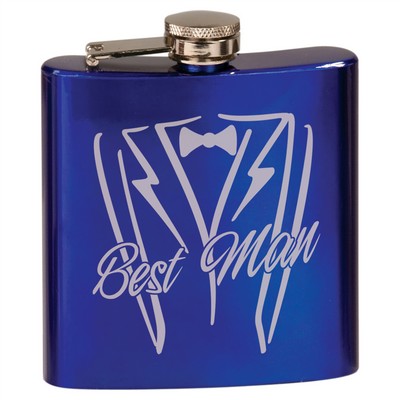 6 oz. Gloss Blue Laserable Stainless Steel Flask